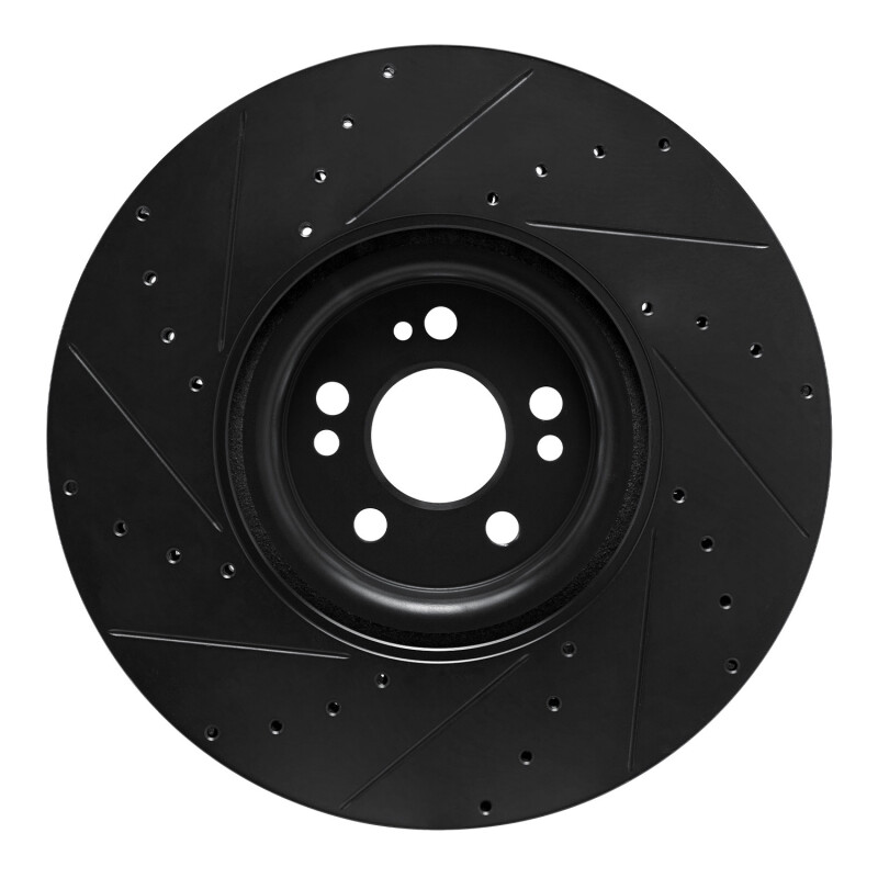 Mercedes-Benz GLE450e Brake Rotor (1) - Front Right - R1 Concepts - Drilled & Slotted - Black - `20-`26